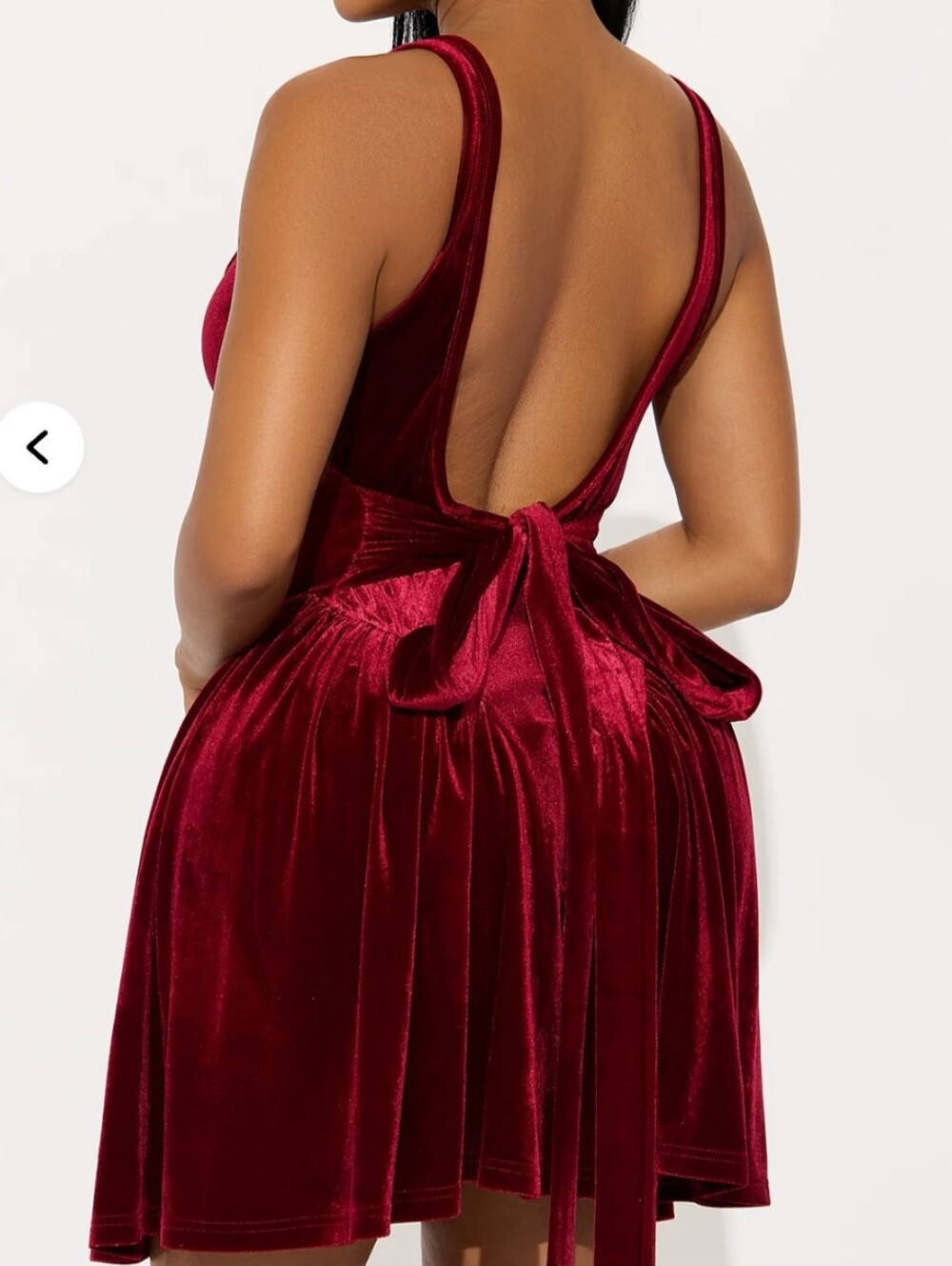 Fashion Nova Wine Red Velvet Backless Tie-Back Mini Dress